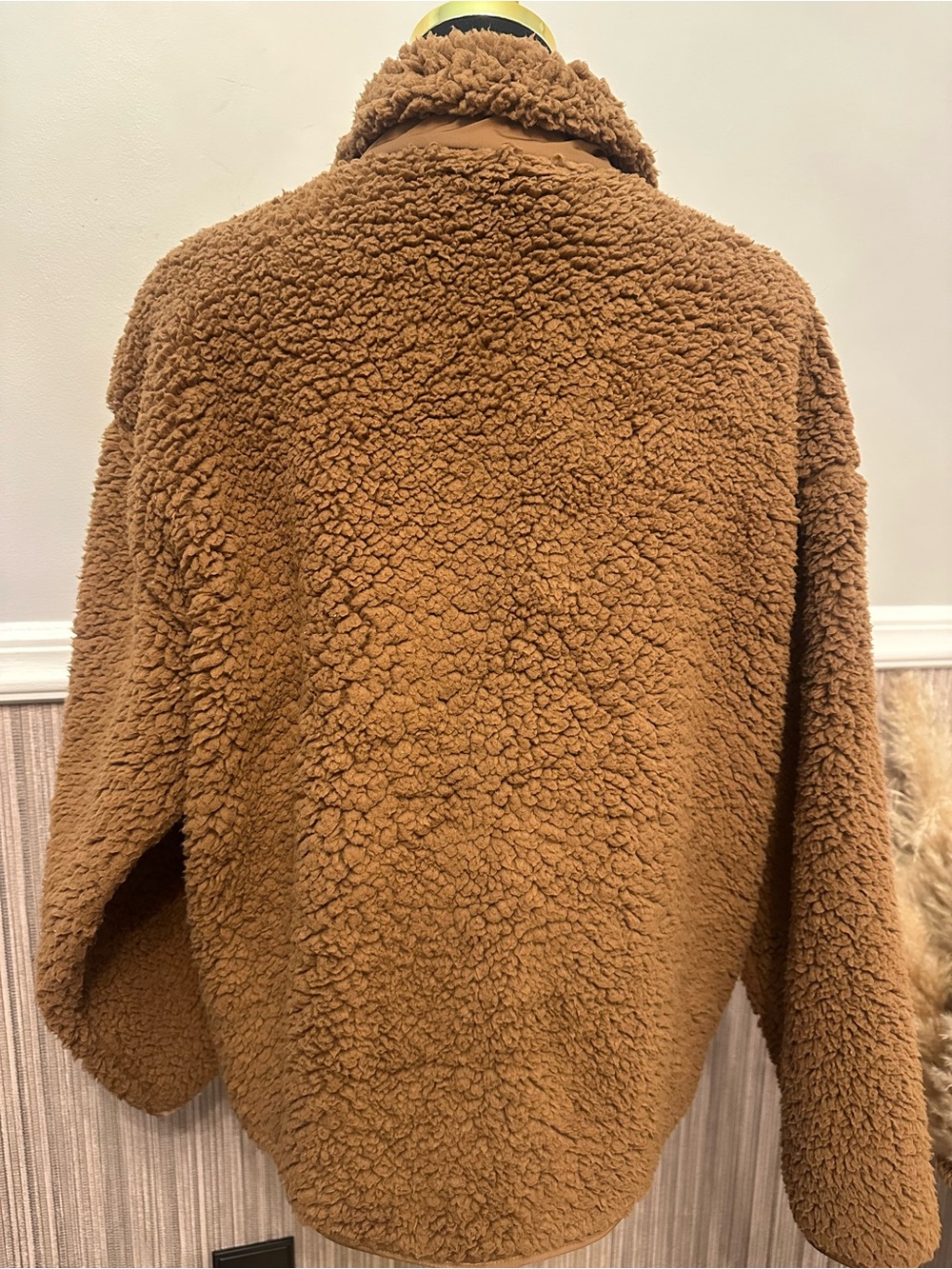 Athleta Sherpa Fleece Jacket Women’s Medium Brown Full Zip Cozy Teddy - Picture 5 of 6